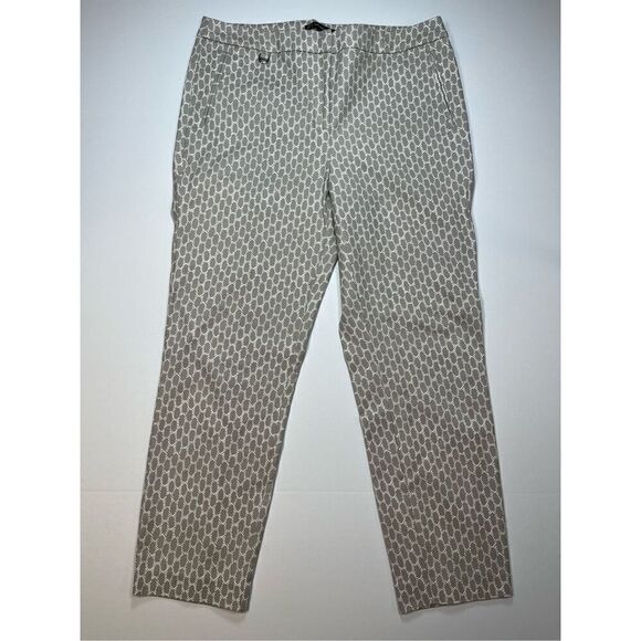 Adrianna Papell Taupe Printed Straight Leg Pants Flat Front Work Wear Size Large - Picture 2 of 10